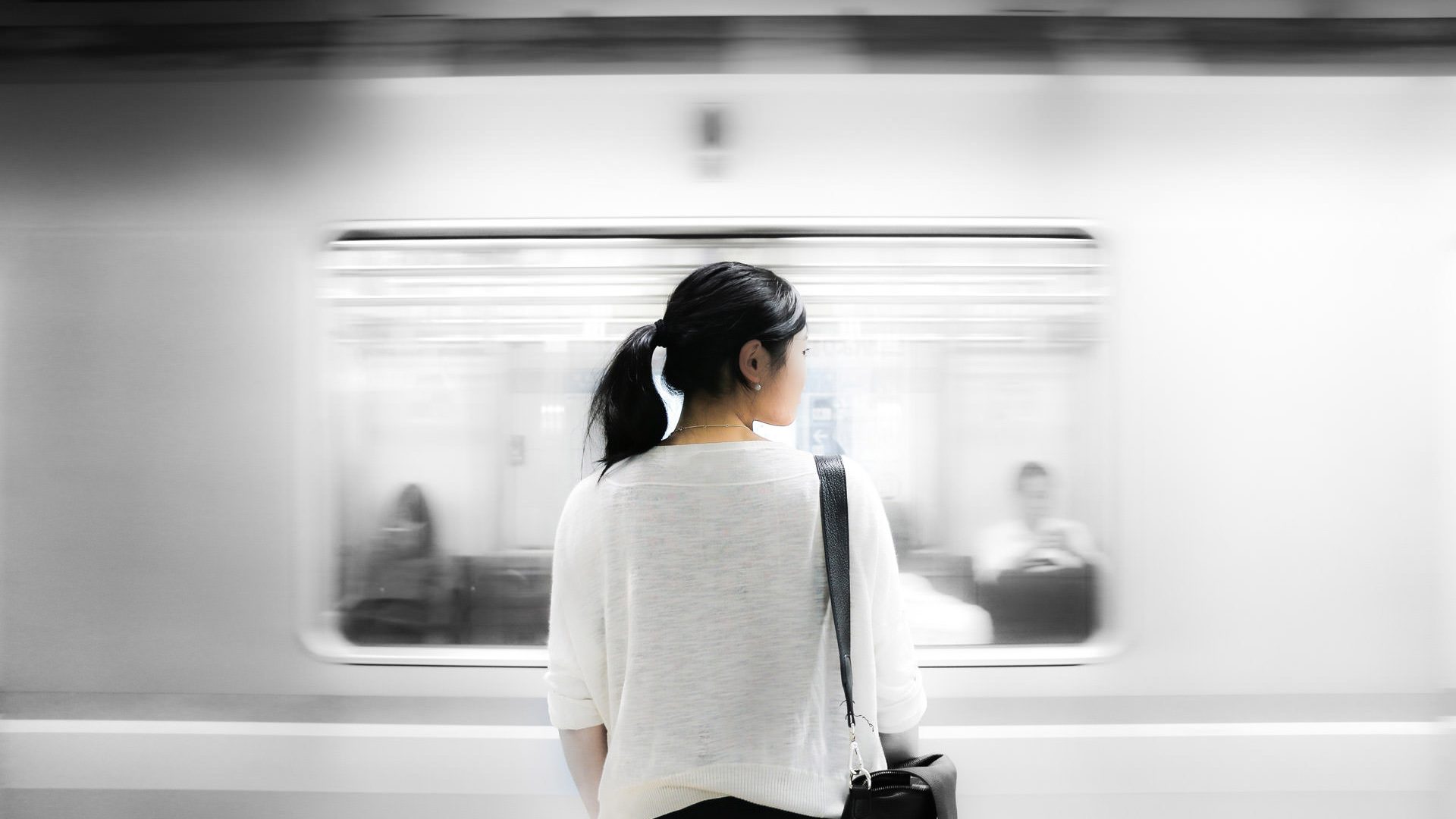 lady and moving train